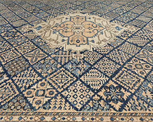 9x12 Blue Aryana Afghan Hand Knotted Veg Dye Wool Area Rug